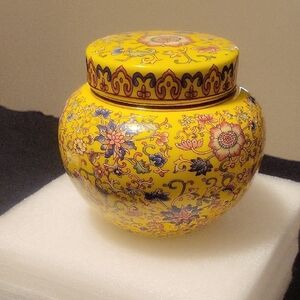 Yellow Floral Ceramic Jar